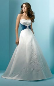 Alfred Angelo White and Blue Wedding Gown